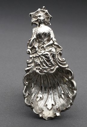 Lady in Crinoline Cast Silver Caddy Spoon